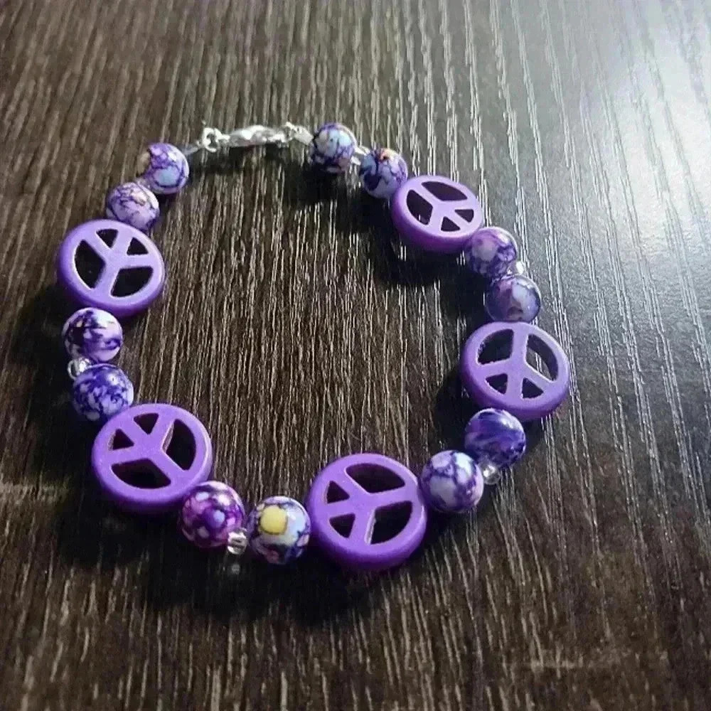 Purple peace sign bracelet